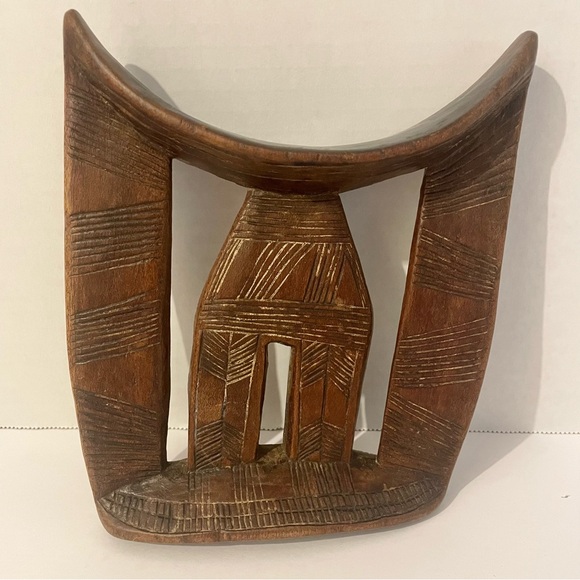 Vintage Utopia, South African Carved Wooden Headrest Neck Rest Pillow - Picture 3 of 9